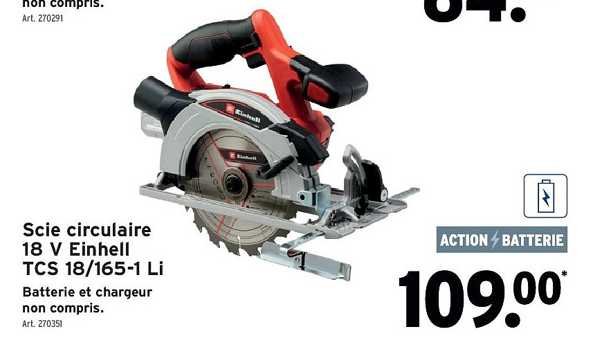 Scie circulaire 18 V Einhell TCS 18/165-1 Li