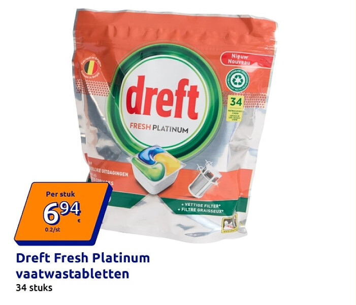 Dreft Fresh Platinum vaatwastabletten