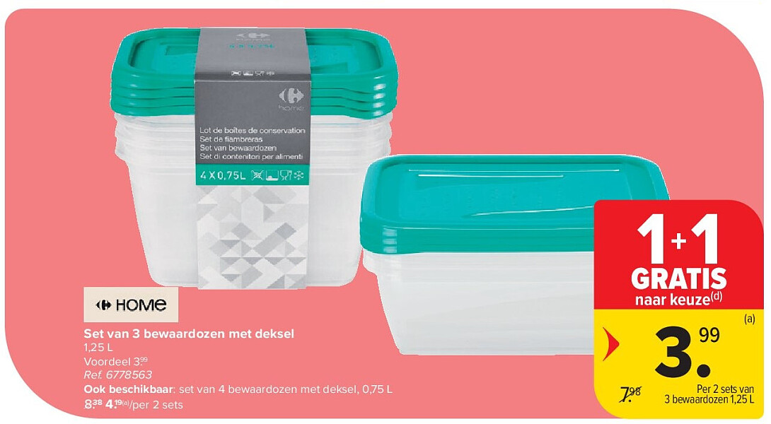 Set van 3 bewaardozen met deksel