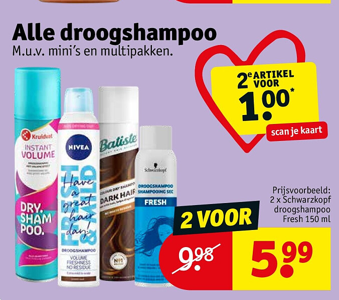 2 x Schwarzkopf droogshampoo Fresh 150 ml