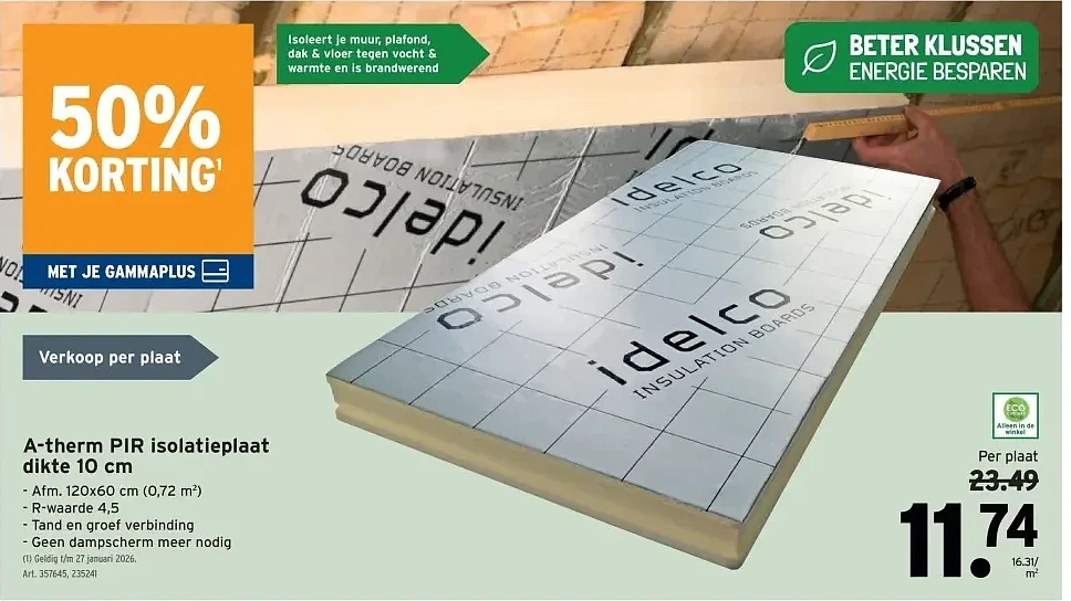 A-therm PIR isolatieplaat dikte 10 cm