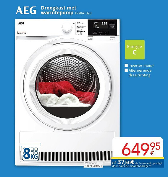 Aeg Droogkast met warmtepomp TR78AT32B