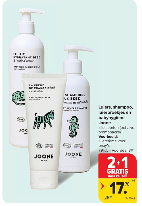 Luiers, shampoo, luierbroekjes en babyhygiëne Joone