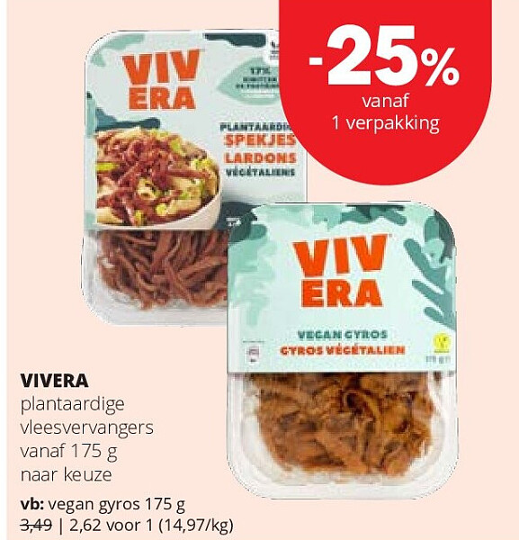 VIVERA plantaardige vleesvervangers vanaf 175 g