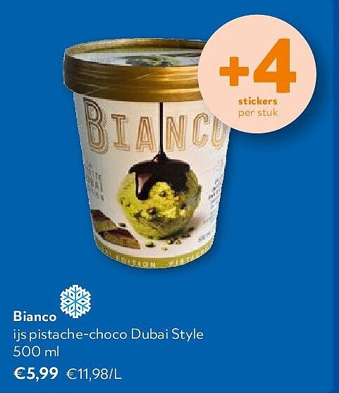 Bianco ijs pistache-choco Dubai Style 500 ml