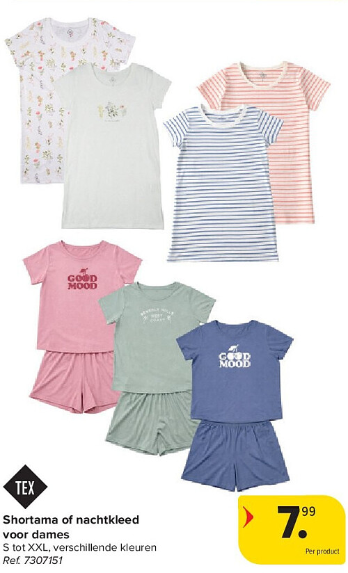 Shortama of nachtkleed voor dames