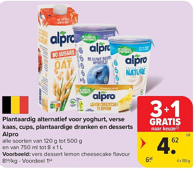 Plantaardig alternatief voor yoghurt, verse kaas, cups, plantaardige dranken en desserts Alpro