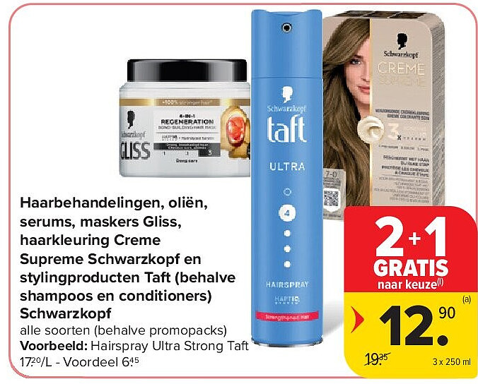Haarbehandelingen, oliën, serums, maskers Gliss, haarkleuring Creme Supreme Schwarzkopf en stylingproducten Taft (behalve shampoos en conditioners) Schwarzkopf