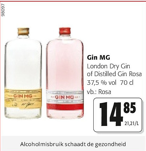 Gin MG London Dry Gin of Distilled Gin Rosa 37,5 % vol 70 cl
