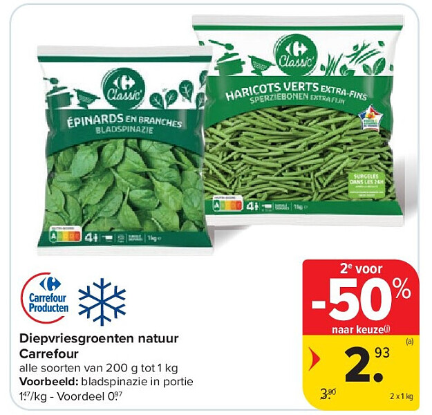 Diepvriesgroenten natuur Carrefour