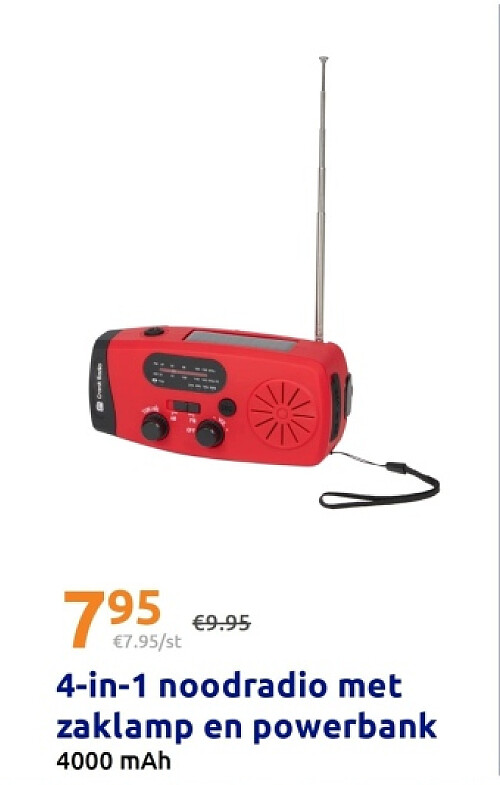 4-in-1 noodradio met zaklamp en powerbank