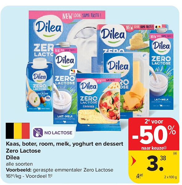 Kaas, boter, room, melk, yoghurt en dessert Zero Lactose Dilea