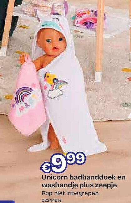 Unicorn badhanddoek en washandje plus zeepje