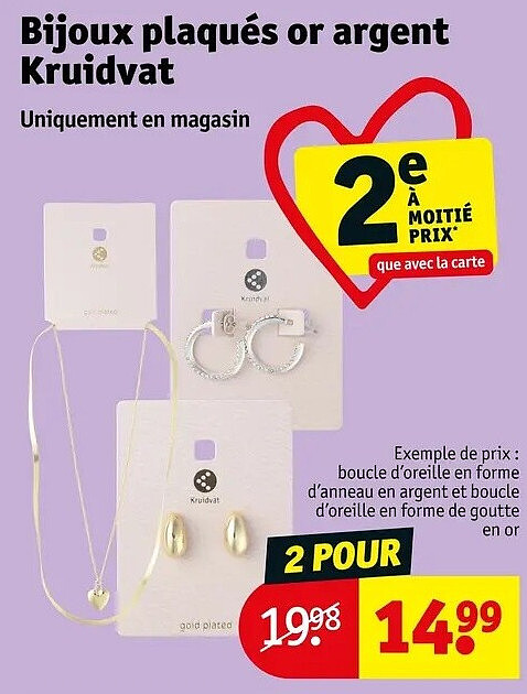 Bijoux plaqués or argent Kruidvat 2 POUR