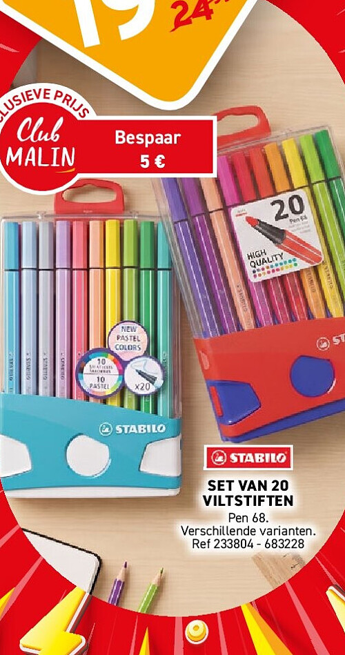 Set van 20 viltstiften Stabilo