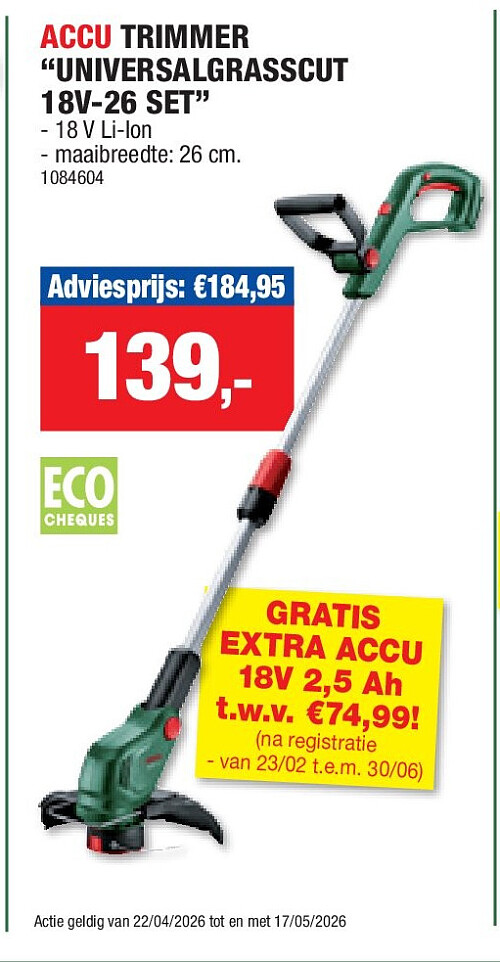 ACCU TRIMMER “UNIVERSALGRASSCUT 18V-26 SET”