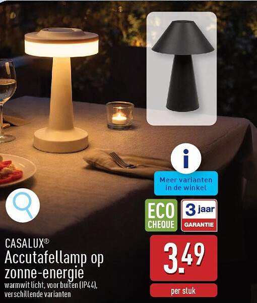 Accutafellamp op zonne-energie
