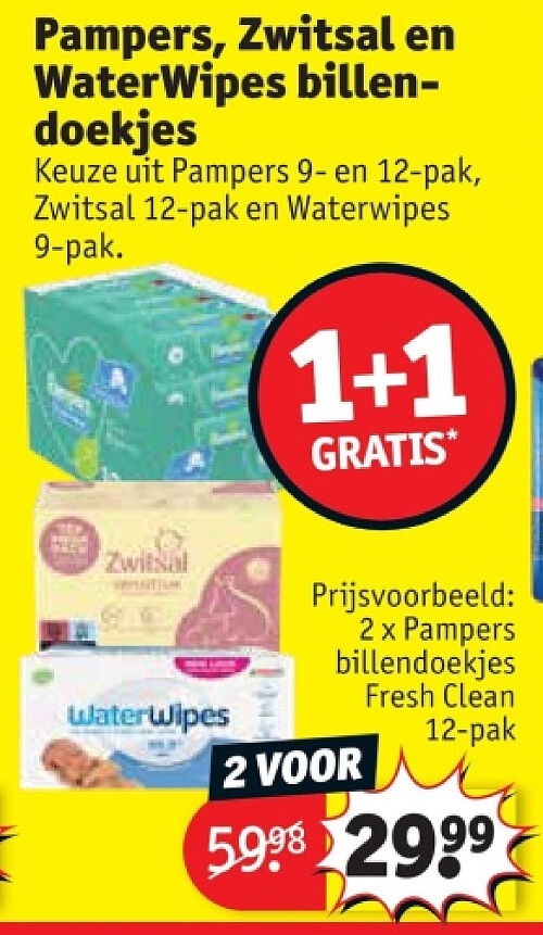 Pampers, Zwitsal en WaterWipes billendoekjes