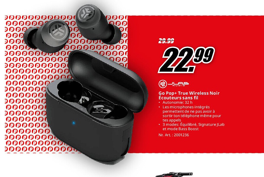 Go Pop+ True Wireless Noir Écouteurs sans fil