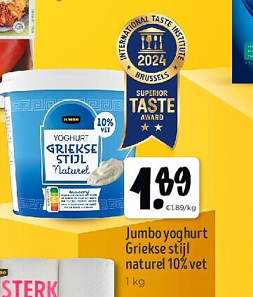 Jumbo yoghurt Griekse stijl naturel 10% vet 1 kg