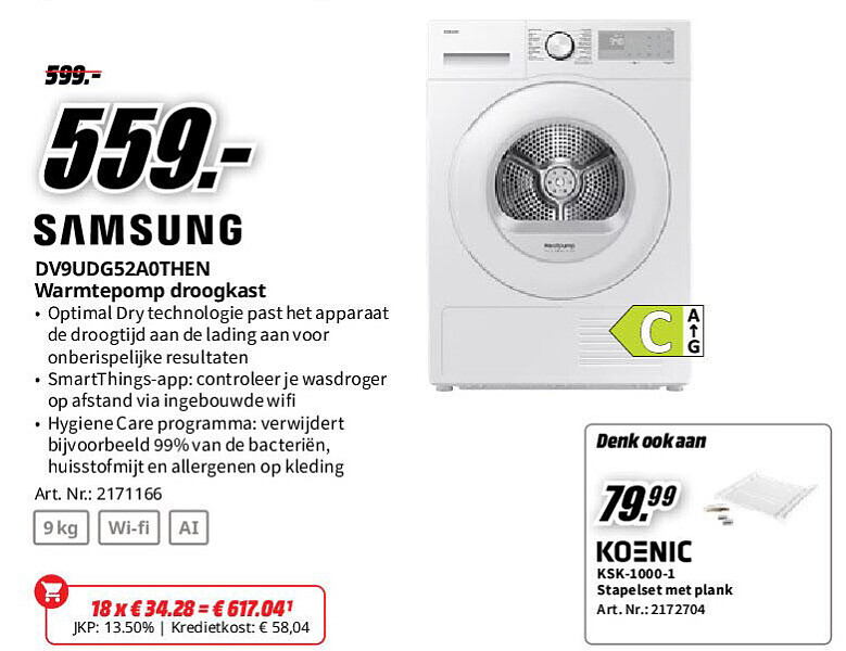 Samsung DV9UDG52A0THEN Warmtepomp droogkast