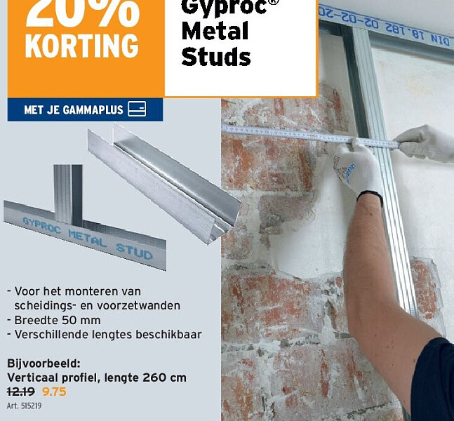 Gyproc Metal Studs verticaal profiel 260 cm
