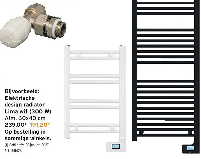 Elektrische design radiator Lima wit (300 W)
