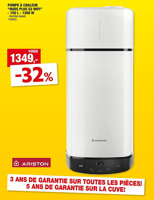 POMPE À CHALEUR “NUOS PLUS S2 WIFI” - 150 L - 1200 W