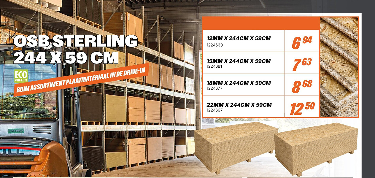 OSB STERLING 244 X 59 CM 12MM X 244CM X 59CM