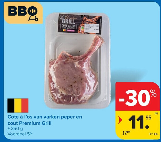 Côte à l’os van varken peper en zout Premium Grill