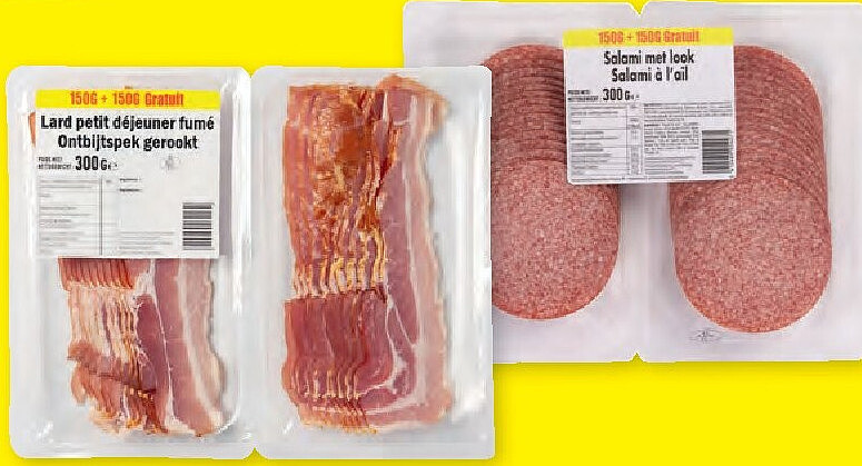 Ontbijtspek, hespenworst, Parijse worst, kalfsworst, kipfilet, kipfilet groenten, kalkoenfilet, salami met look, met peper of salamiblokjes