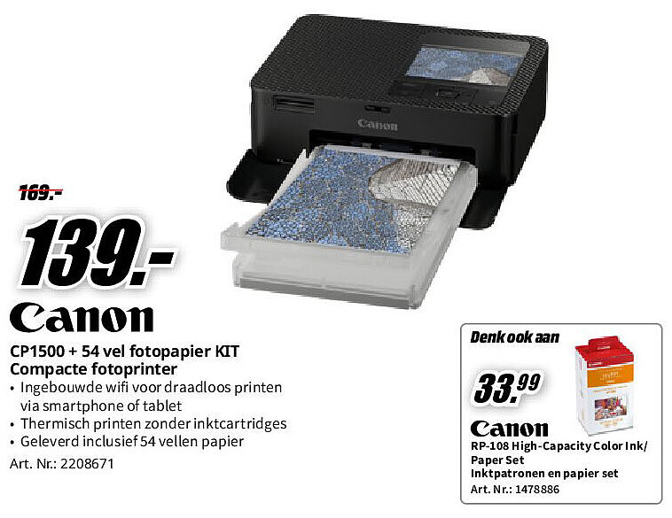 CP1500 + 54 vel fotopapier KIT Compacte fotoprinter