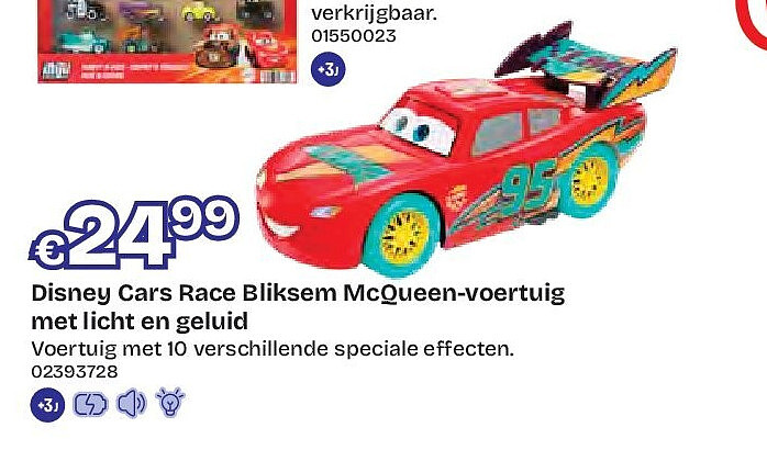 Disney Cars Race Bliksem McQueen-voertuig met licht en geluid