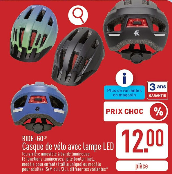 Casque de vélo avec lampe LED