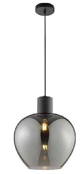 Hanglamp zwart - rookglas rond Ø 35 cm