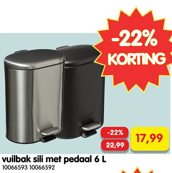 vuilbak sili met pedaal 6 L