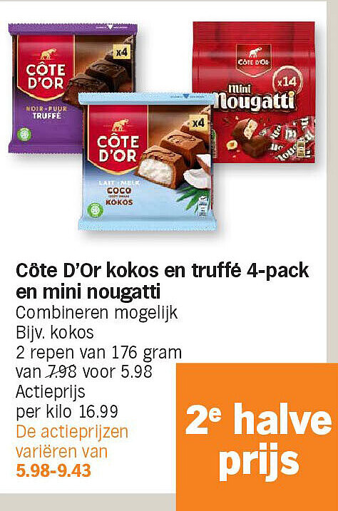 Côte D'Or kokos en truffé 4-pack en mini nougatti