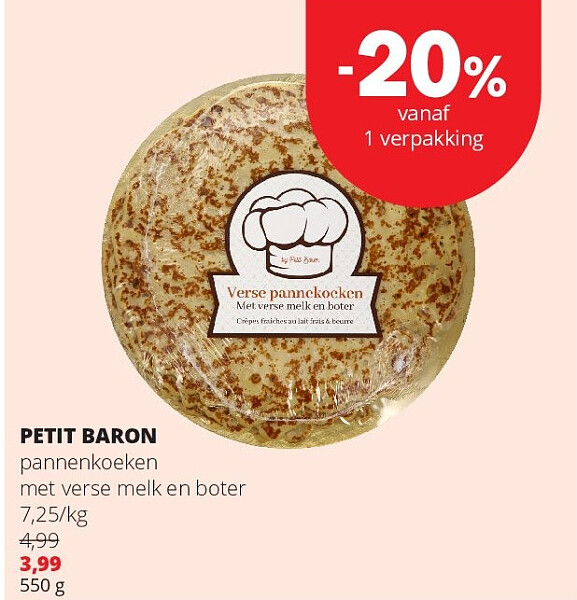 PETIT BARON pannenkoeken met verse melk en boter