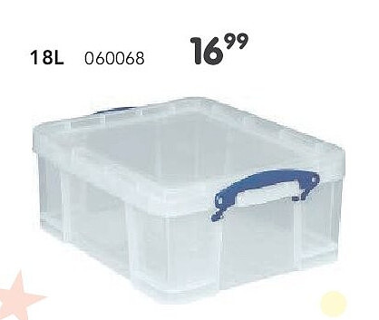 Opbergbox transparant 18L