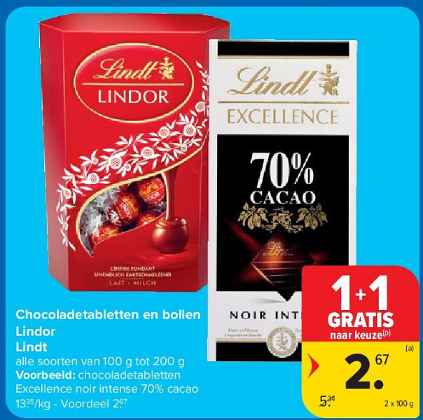 Chocoladetabletten en bollen Lindor Lindt