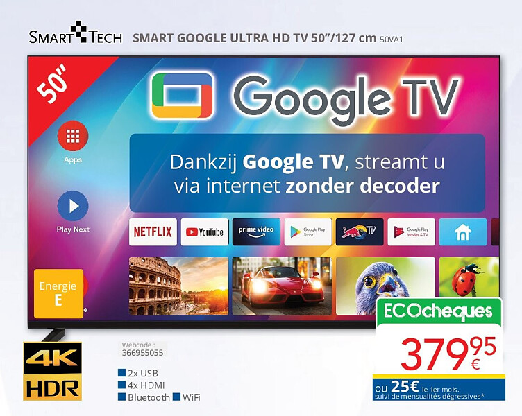 SMART GOOGLE ULTRA HD TV 50’’/127 cm 50VA1