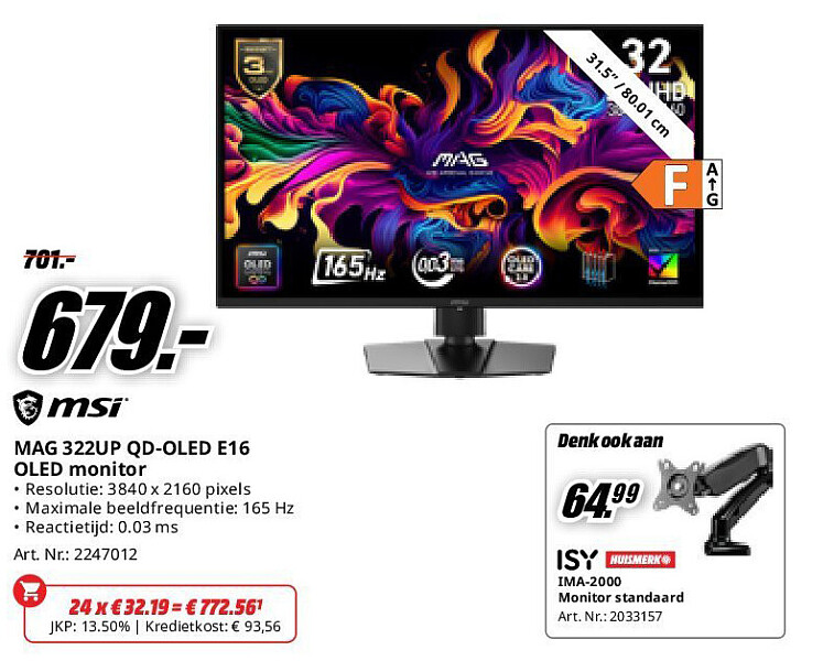 MAG 322UP QD-OLED E16 OLED monitor