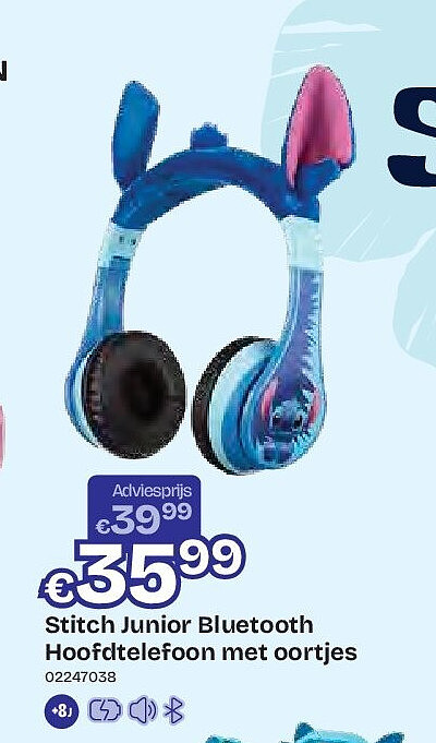 Stitch Junior Bluetooth Hoofdtelefoon met oortjes