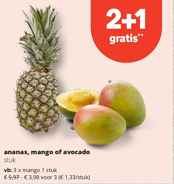 ananas, mango of avocado