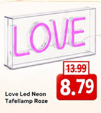 Love Led Neon Tafellamp Roze