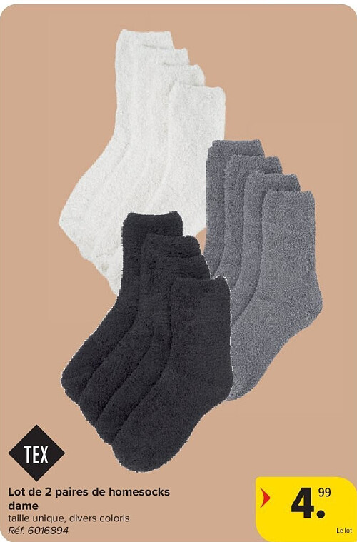 Lot de 2 paires de homesocks dame