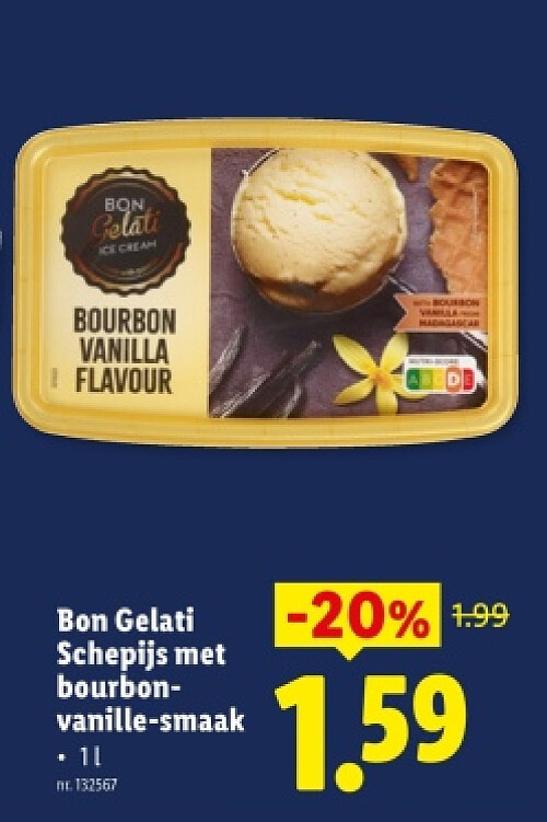Bon Gelati Schepijs met bourbonvanille-smaak