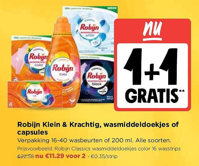 Robijn Klein & Krachtig, wasmiddeldoekjes of capsules