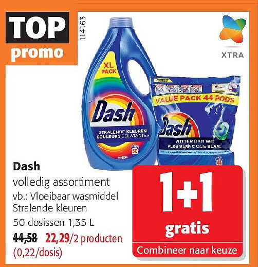 Dash Vloeibaar wasmiddel Stralende kleuren 50 dosissen 1,35 L