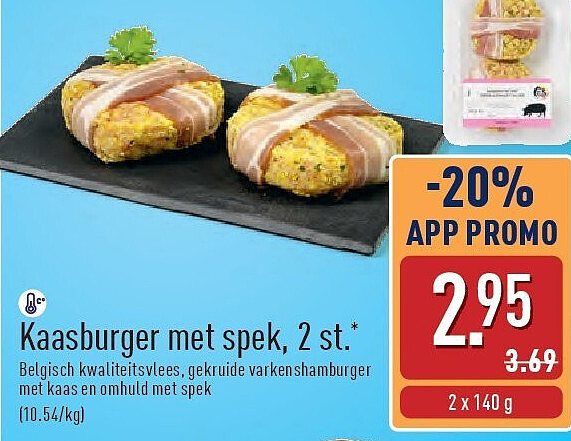 Kaasburger met spek, 2st.
